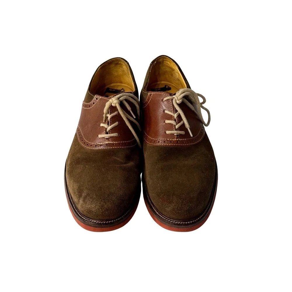 1901 Mens Brown Suede Leather Saddle Oxford Shoes M23109 Size 8.5 M Brazil